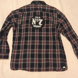 Vans Off The Wall Men's Wayland Plaid Flannel Shirt & jack Daniels 07 patches